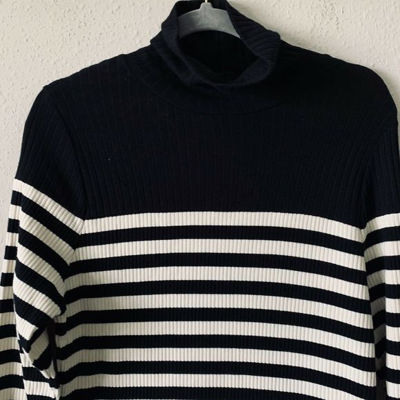 Topshop Striped Ribbed Turtleneck Dress - Picture 3 of 5